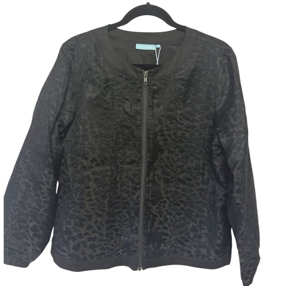 BLUE ILLUSION sz L black animal print zip Up short jacket NEW Goth